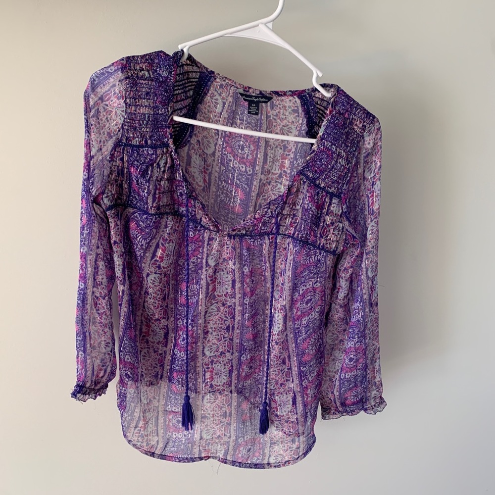 AE sheer purple top